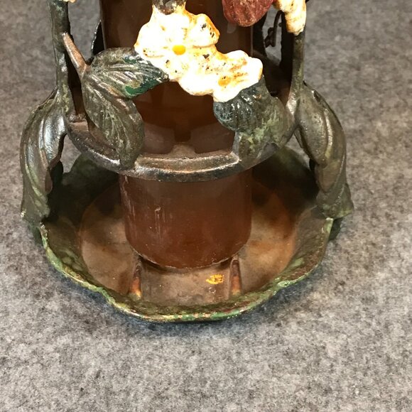 Vintage Cast Iron Colorful Rustic Garden Hanging Bird Feeder - Picture 9 of 11